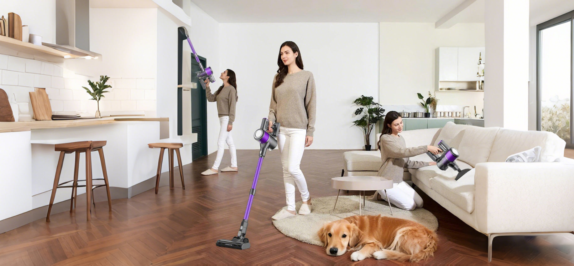 Mershine Cordless Vacuum Cleaner 8in 1 Powerful Stick Vacuum,40mins Runtime Rechargeable