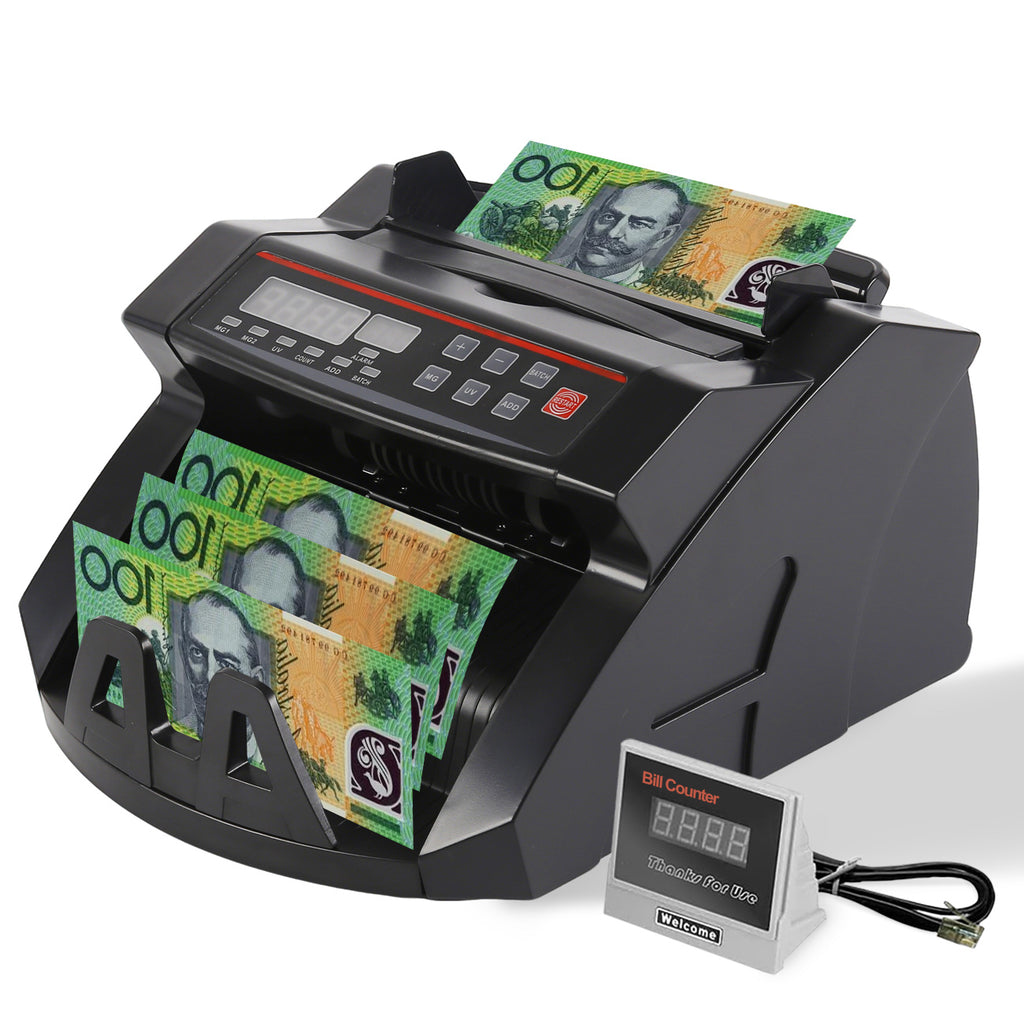Mershine 2108 Black Australian Note Bill Counter - Automatic Money Cash Counting Machine for Australian Banknotes