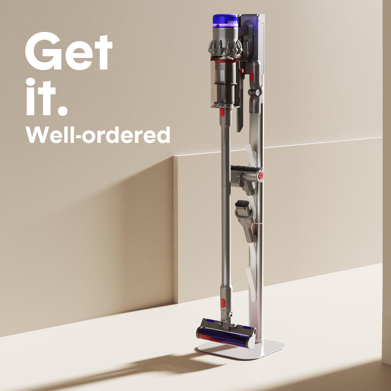 Mershine Vacuum Stand for Dyson G5 | Wall Mount Storage Holder & Docking Station | Compatible with Dyson V6-V15 (G5/V6/V7/V8/V10/V11/V12/V15) | Organizes 6-10 Accessories | Space-Saving