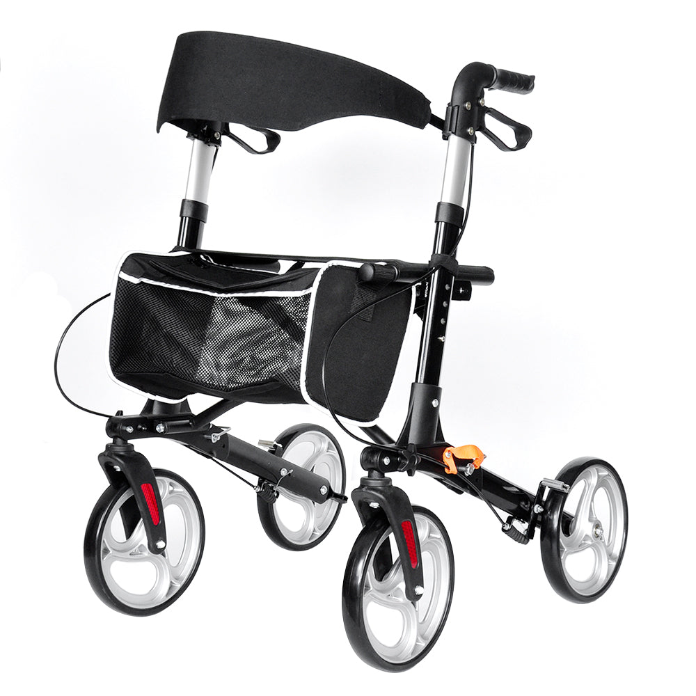 Mershine 4 Wheel Folding Rollator Walker Aluminium Walking Mobility Aid Lightweight
