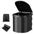 Mershine Foldable Portable Toilet Hiking Outdoor Travel Emergency Toilet Camping Black