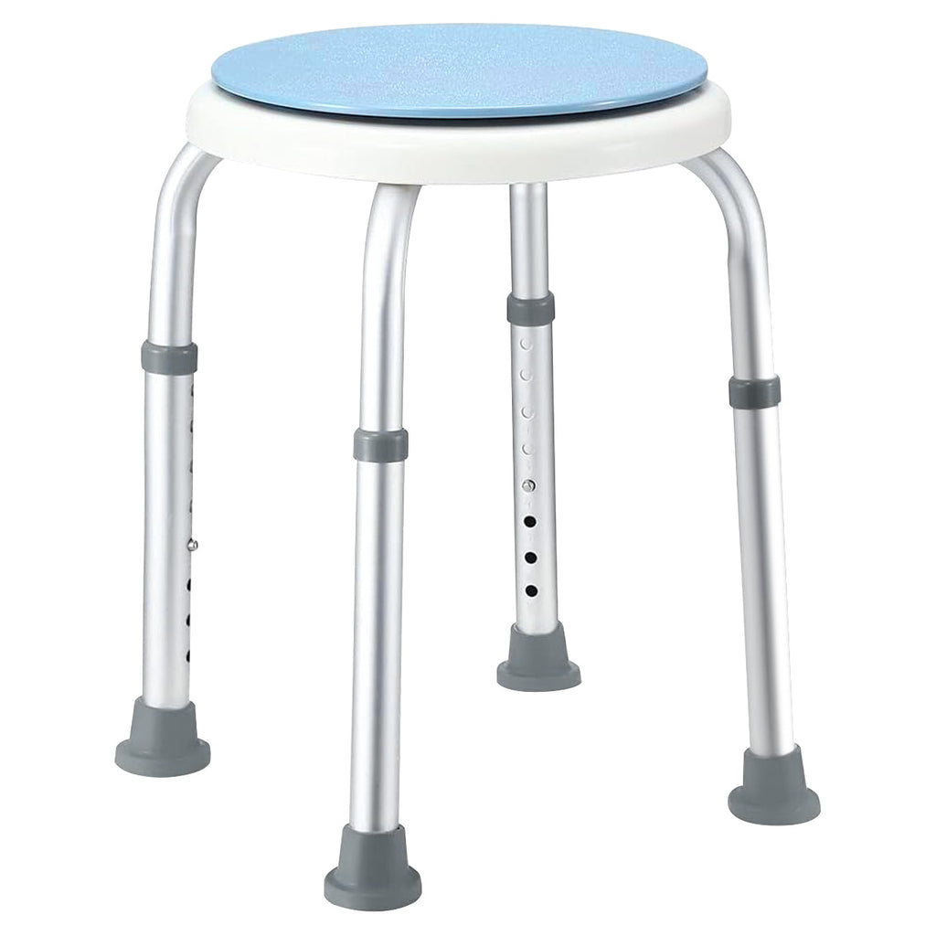 Mershine Adjustable Bath Shower Stool for Elderly Seniors - Height Adjustable Round Shower Bench Chair with Rotating Swivel Seat | Non-Slip Bathroom Safety Stool