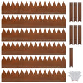 Mershine Garden 6 Pack Steel Landscape Edging w/Rust Patina Finish - 100CM x 20CM Strips Metal Border w/ 7 Clips & Gloves -Edge for Lawn Yard (600CM Total)
