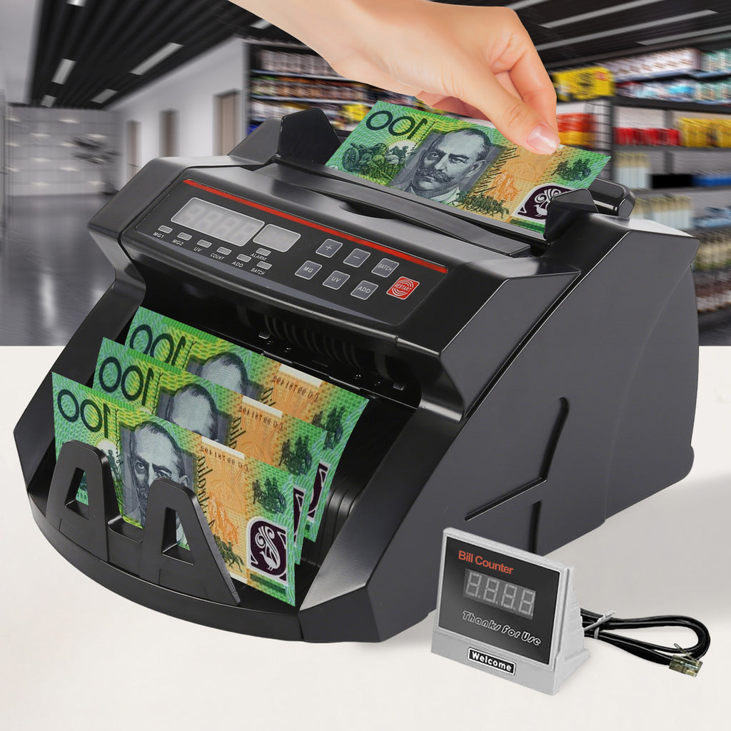 Mershine 2108 Black Australian Note Bill Counter - Automatic Money Cash Counting Machine for Australian Banknotes