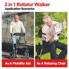 Mershine 4 Wheel Folding Rollator Walker Aluminium Walking Mobility Aid Lightweight