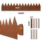 Mershine Garden 6 Pack Steel Landscape Edging w/Rust Patina Finish - 100CM x 20CM Strips Metal Border w/ 7 Clips & Gloves -Edge for Lawn Yard (600CM Total)