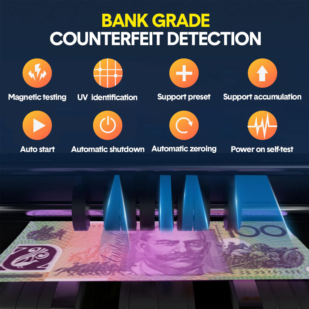 Auto Money Bill Counter Counting Machine Australia Notes with UV MG IR Detector
