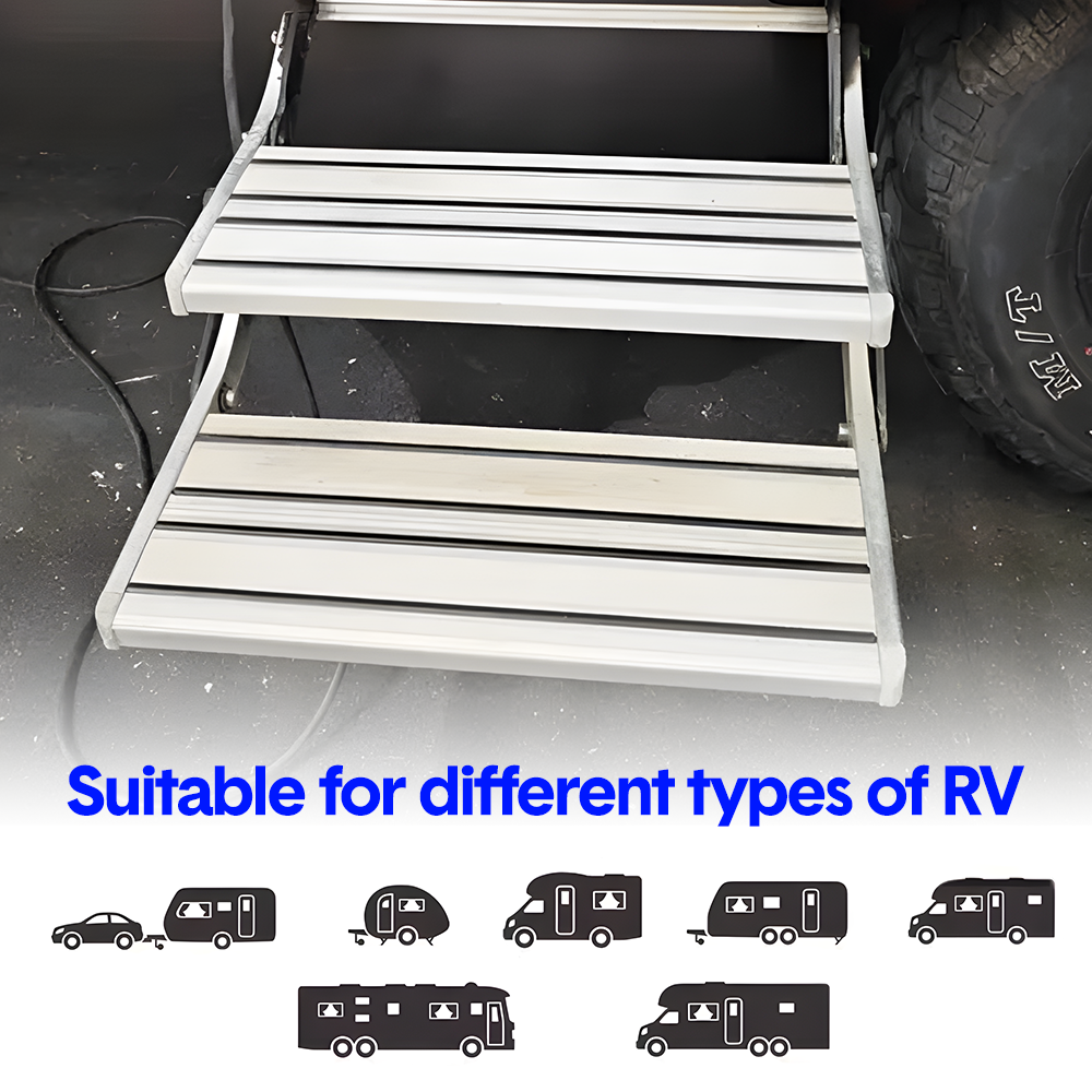 Mershine Caravan Double Step Pull Out Retractable Aluminum 2 Step RV Camper Aluminium