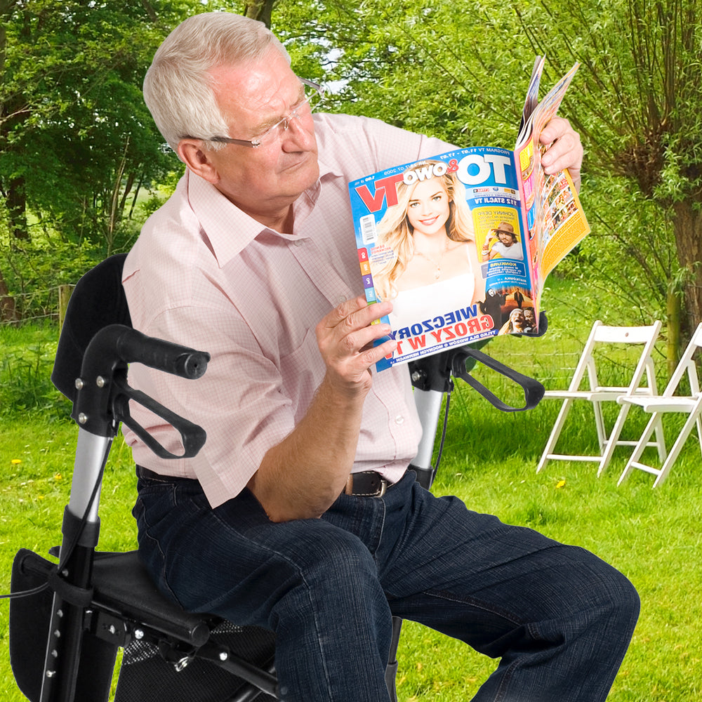 Mershine 4 Wheel Folding Rollator Walker Aluminium Walking Mobility Aid Lightweight