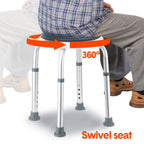 Mershine Adjustable Bath Shower Stool for Elderly Seniors - Height Adjustable Round Shower Bench Chair with Rotating Swivel Seat | Non-Slip Bathroom Safety Stool