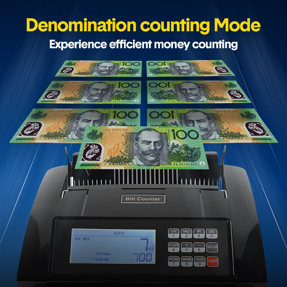 Auto Money Bill Counter Counting Machine Australia Notes with UV MG IR Detector