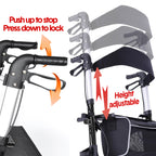 Mershine 4 Wheel Folding Rollator Walker Aluminium Walking Mobility Aid Lightweight