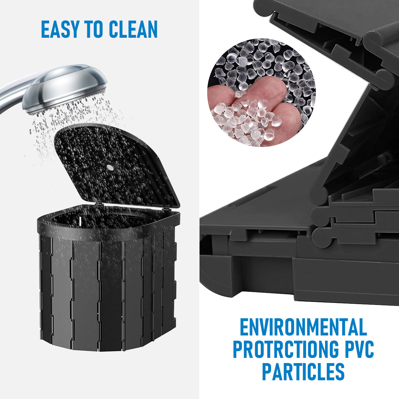 Mershine Foldable Portable Toilet Hiking Outdoor Travel Emergency Toilet Camping Black