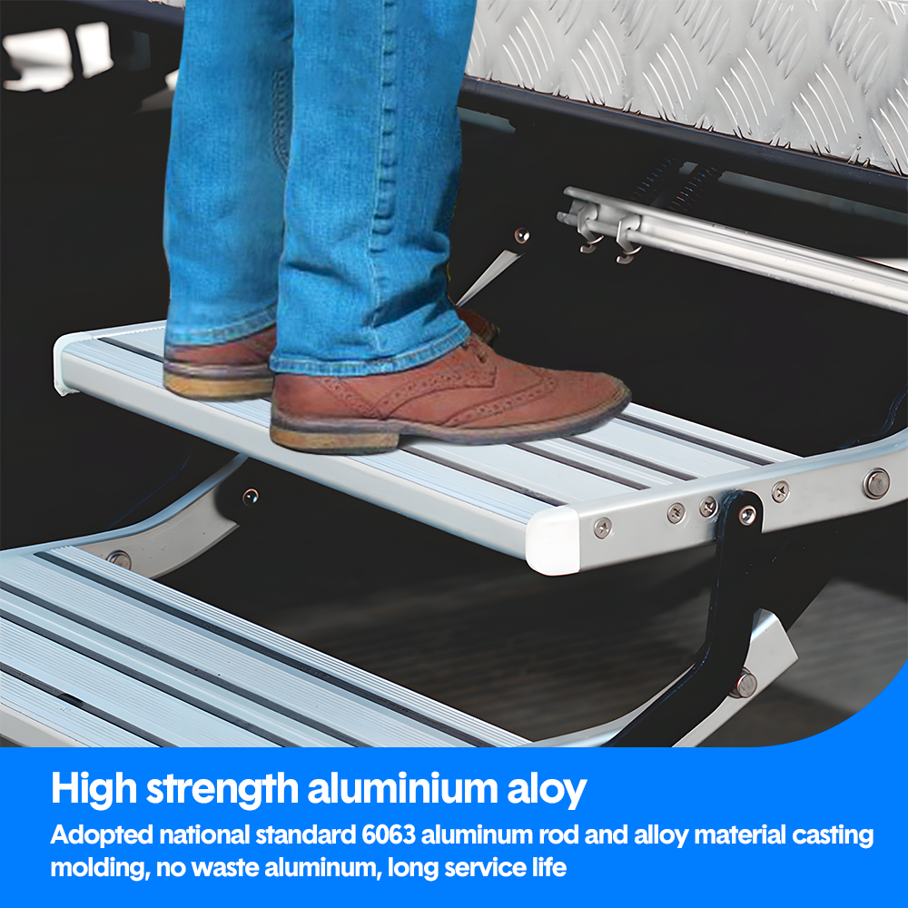 Mershine Caravan Double Step Pull Out Retractable Aluminum 2 Step RV Camper Aluminium