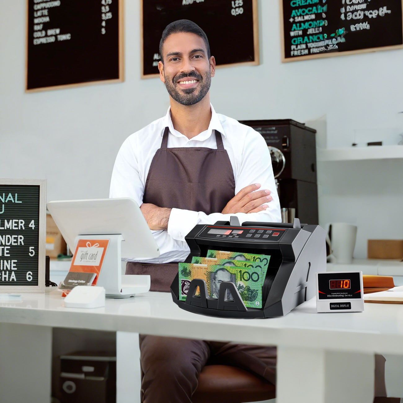 Mershine 2108 Black Australian Note Bill Counter - Automatic Money Cash Counting Machine for Australian Banknotes