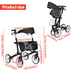 Mershine 4 Wheel Folding Rollator Walker Aluminium Walking Mobility Aid Lightweight